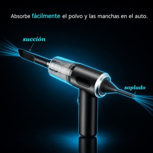 IcarYou VortexVac™ Aspiradora Portátil 3 en 1 Recargable USB para Auto y Hogar (Aspira y Sopla)
