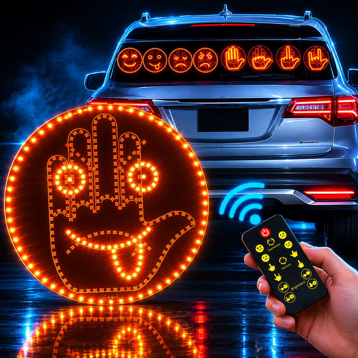 IcarYou GestureGlow™ Luz LED de Gestos con Control Remoto para Auto (Luna Trasera)