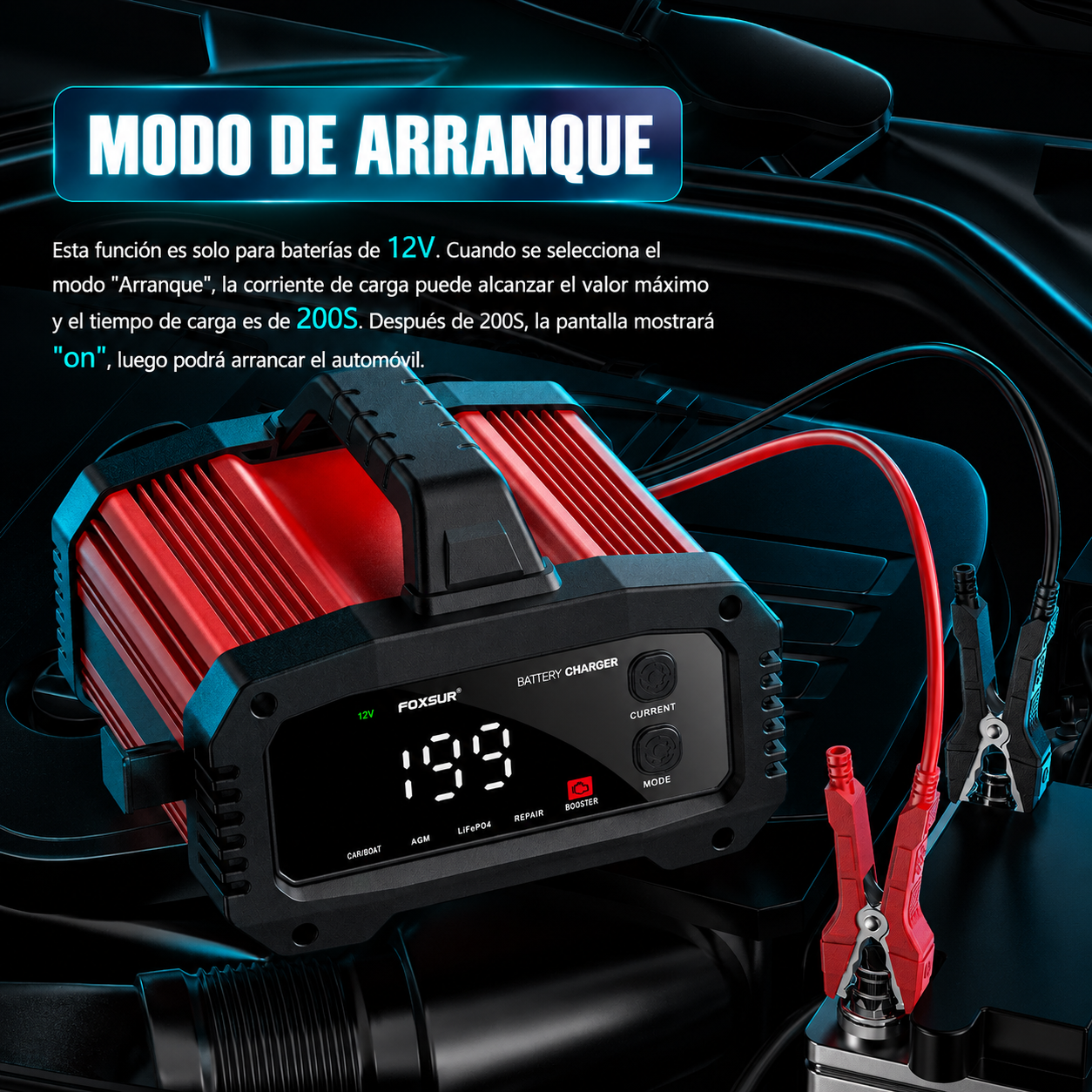 IcarYou PulseCharger™ Cargador de Batería Inteligente 25A/15A – Autos y Motos 12V/24V, 8 Etapas, Booster de Arranque y Reparación por Pulsos