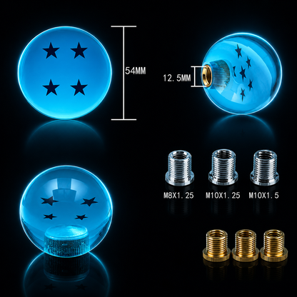 IcarYou DBBlueShift™ Pomo de Palanca de Cristal con Estrellas Premium para Auto (Universal 54 mm)