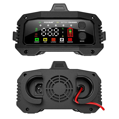 IcarYou PulseCharger™ Cargador de Batería Inteligente 25A/15A – Autos y Motos 12V/24V, 8 Etapas, Booster de Arranque y Reparación por Pulsos
