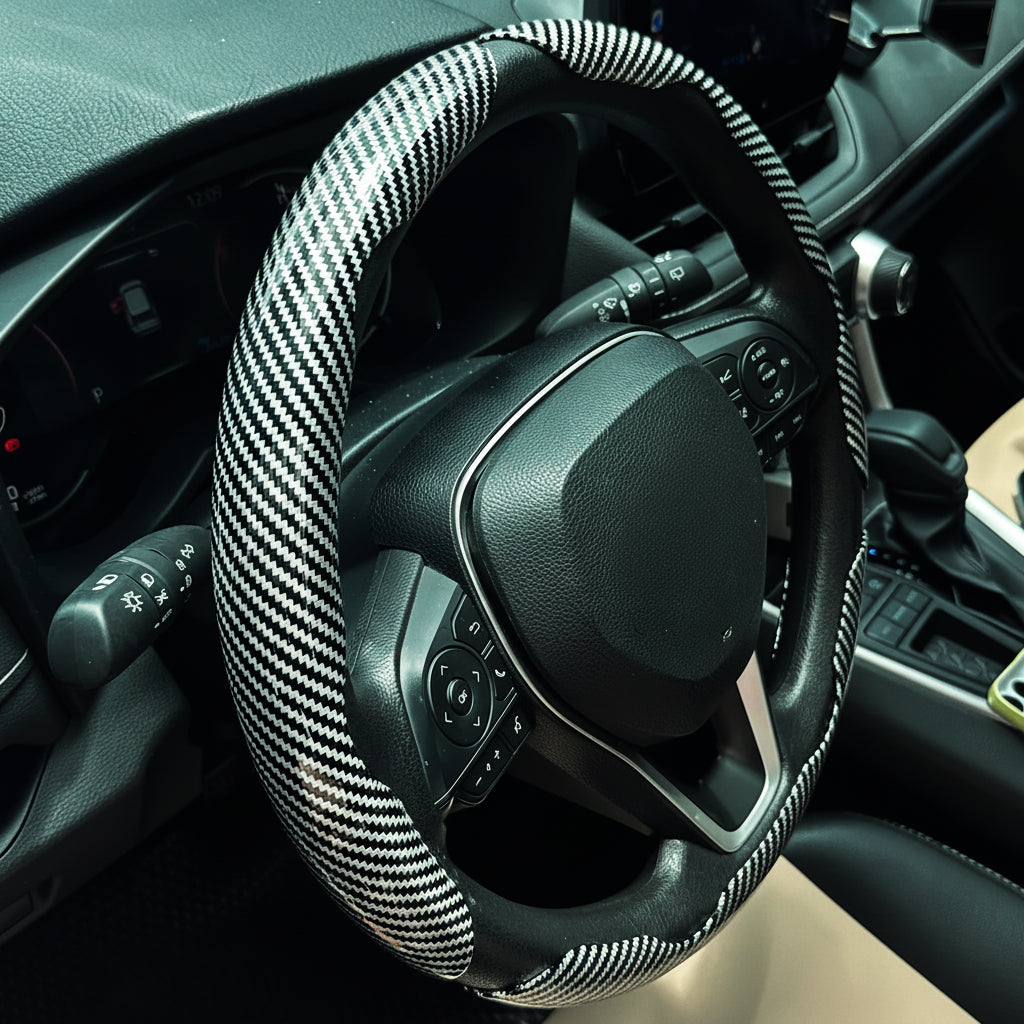 IcarYou GripLux™ Cubrevolante de Microfibra Símil Cuero Premium para Auto — Set 3 Piezas Estilo Madera (Universal)