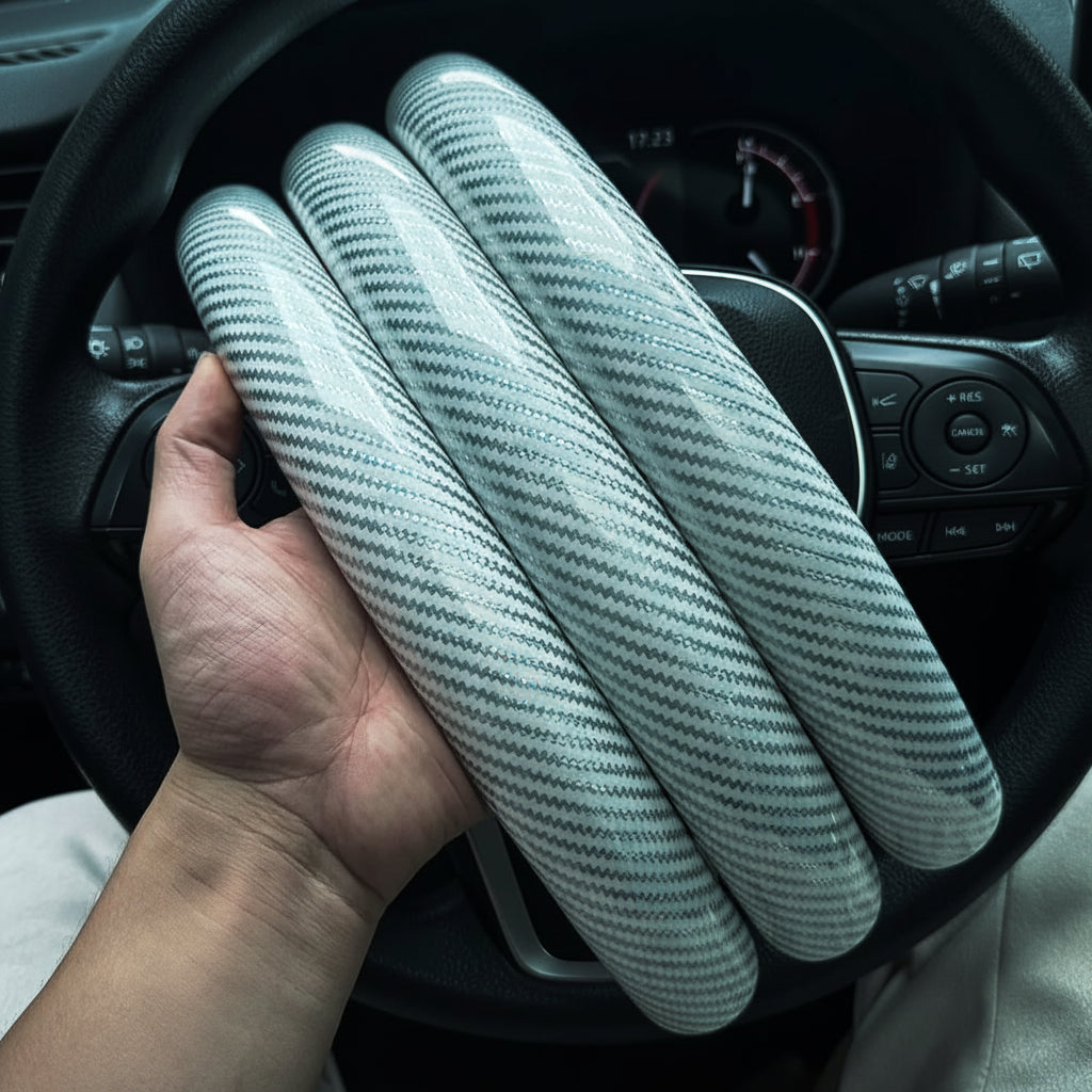 IcarYou GripLux™ Cubrevolante de Microfibra Símil Cuero Premium para Auto — Set 3 Piezas Estilo Madera (Universal)